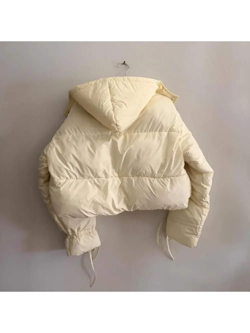 Daisy Street Willow Tie-Front Bow Cropped Puffer Jacket